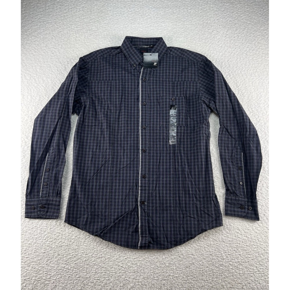 J.‎ Ferrar Dress Shirt Mens Med 15-15.5 Purple Plaid Modern Fit Button Down